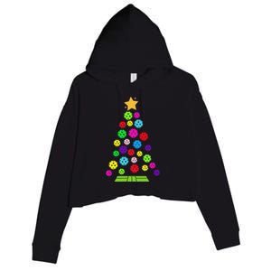 Pickleball Christmas Tree Crop Fleece Hoodie