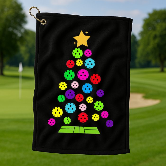 Pickleball Christmas Tree Golf Towel
