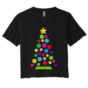 Pickleball Christmas Tree Women's Crop Top Tee