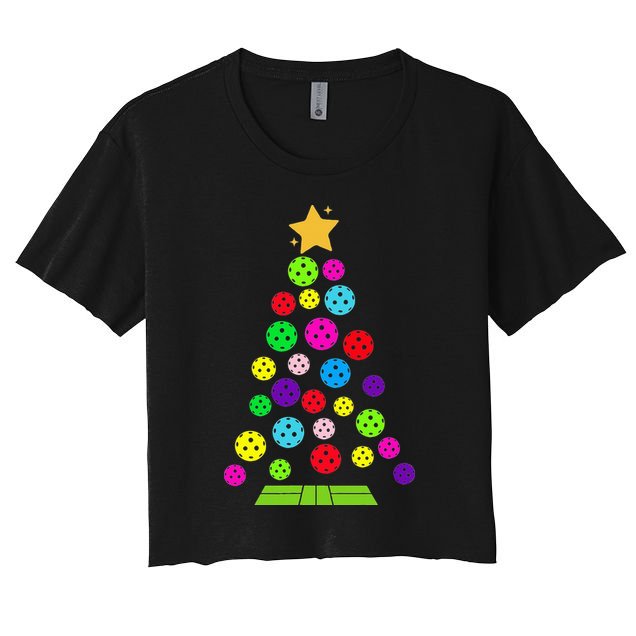 Pickleball Christmas Tree Women's Crop Top Tee
