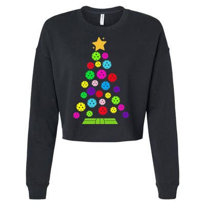 Pickleball Christmas Tree Cropped Pullover Crew