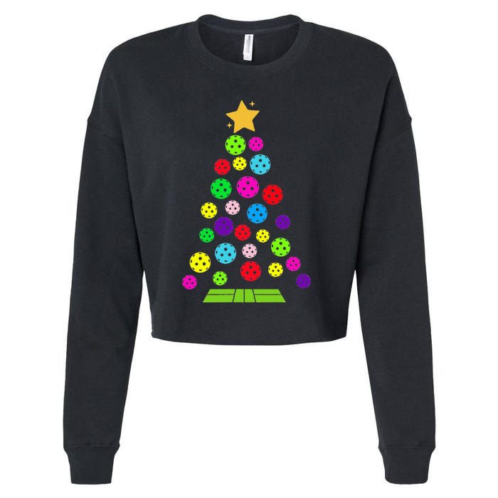 Pickleball Christmas Tree Cropped Pullover Crew