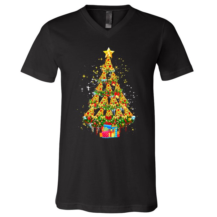 Pizza Christmas Tree This is my ugly Christmas Pizza lover V-Neck T-Shirt