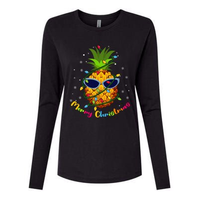 Pineapple Christmas Tree Lights Xmas Lovers Womens Cotton Relaxed Long Sleeve T-Shirt