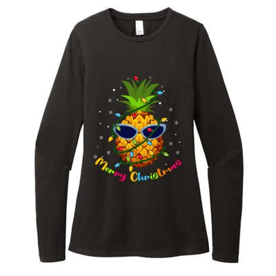 Pineapple Christmas Tree Lights Xmas Lovers Womens CVC Long Sleeve Shirt