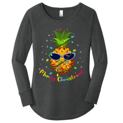 Pineapple Christmas Tree Lights Xmas Lovers Women's Perfect Tri Tunic Long Sleeve Shirt