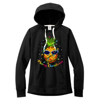 Pineapple Christmas Tree Lights Xmas Lovers Women's Fleece Hoodie