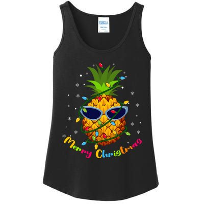 Pineapple Christmas Tree Lights Xmas Lovers Ladies Essential Tank