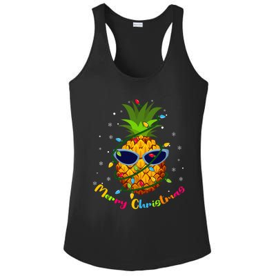 Pineapple Christmas Tree Lights Xmas Lovers Ladies PosiCharge Competitor Racerback Tank