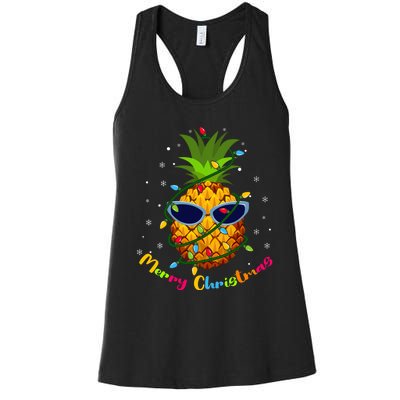 Pineapple Christmas Tree Lights Xmas Lovers Women's Racerback Tank