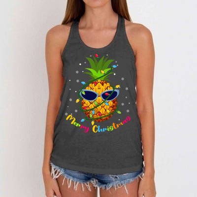 Pineapple Christmas Tree Lights Xmas Lovers Women's Knotted Racerback Tank