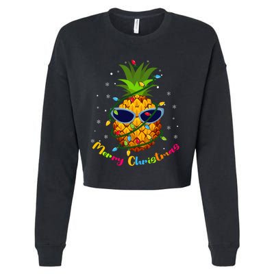 Pineapple Christmas Tree Lights Xmas Lovers Cropped Pullover Crew