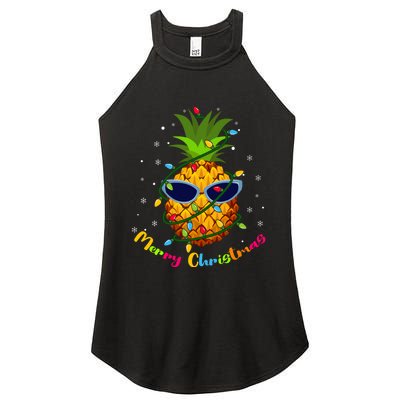 Pineapple Christmas Tree Lights Xmas Lovers Women's Perfect Tri Rocker Tank