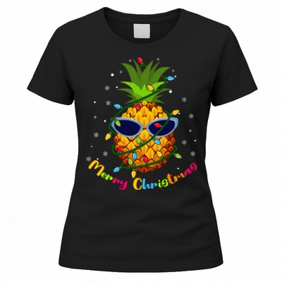 Pineapple Christmas Tree Lights Xmas Lovers Women's T-Shirt