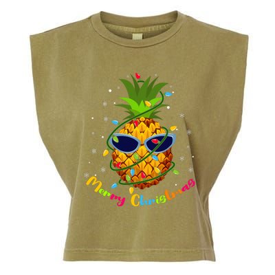 Pineapple Christmas Tree Lights Xmas Lovers Garment-Dyed Women's Muscle Tee