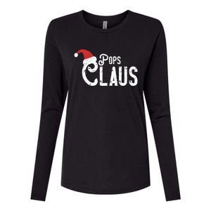 Pops Claus Traditional Santa Matching Family Christmas Gift Womens Cotton Relaxed Long Sleeve T-Shirt