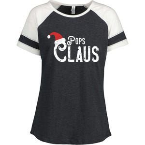 Pops Claus Traditional Santa Matching Family Christmas Gift Enza Ladies Jersey Colorblock Tee