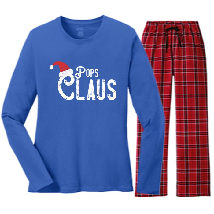 Pops Claus Traditional Santa Matching Family Christmas Gift Women's Long Sleeve Flannel Pajama Set 