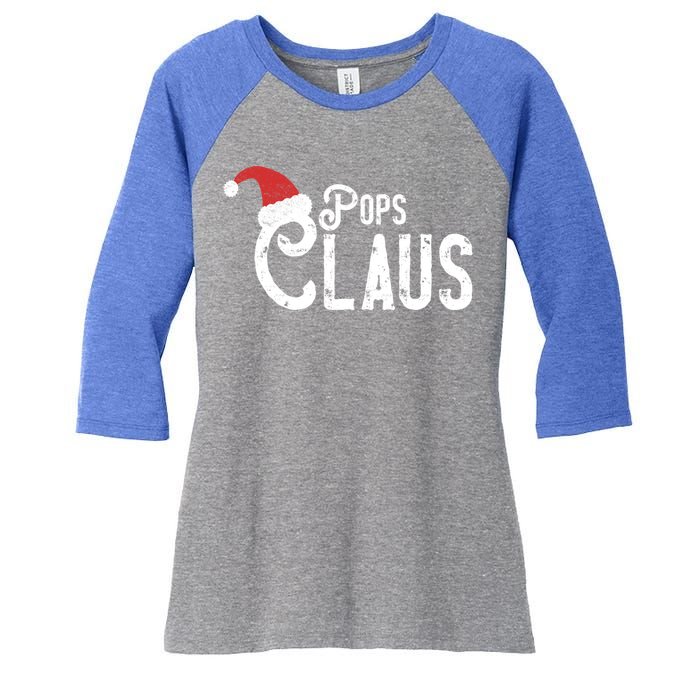 Pops Claus Traditional Santa Matching Family Christmas Gift Women's Tri-Blend 3/4-Sleeve Raglan Shirt