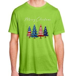 Patriotic Christmas Tree With American Flag Colors Adult ChromaSoft Performance T-Shirt