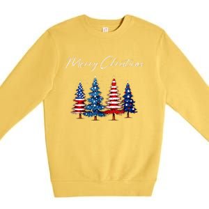 Patriotic Christmas Tree With American Flag Colors Premium Crewneck Sweatshirt