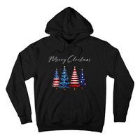 Patriotic Christmas Tree With American Flag Colors Hoodie