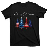 Patriotic Christmas Tree With American Flag Colors T-Shirt