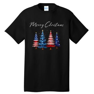 Patriotic Christmas Tree With American Flag Colors Tall T-Shirt