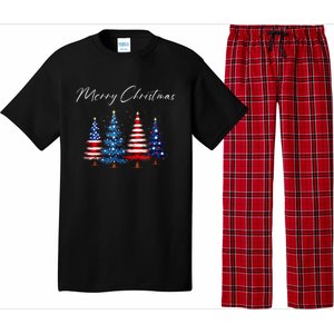 Patriotic Christmas Tree With American Flag Colors Pajama Set