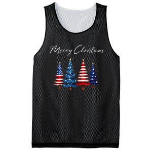 Patriotic Christmas Tree With American Flag Colors Mesh Reversible Basketball Jersey Tank