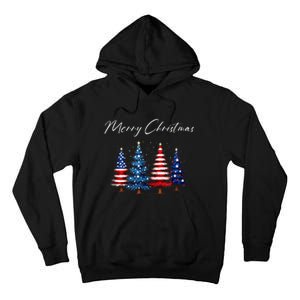 Patriotic Christmas Tree With American Flag Colors Tall Hoodie