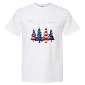 Patriotic Christmas Tree With American Flag Colors Garment-Dyed Heavyweight T-Shirt