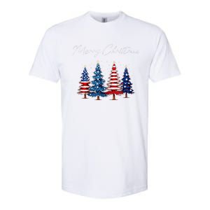 Patriotic Christmas Tree With American Flag Colors Softstyle CVC T-Shirt