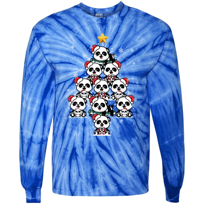 Panda Christmas Tree Panda Lovers Panda Christmas Gift Tie-Dye Long Sleeve Shirt