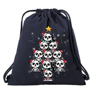 Panda Christmas Tree Panda Lovers Panda Christmas Gift Drawstring Bag