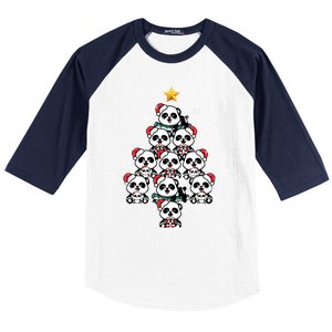 Panda Christmas Tree Panda Lovers Panda Christmas Gift Baseball Sleeve Shirt