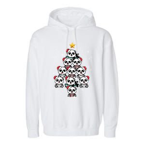 Panda Christmas Tree Panda Lovers Panda Christmas Gift Garment-Dyed Fleece Hoodie