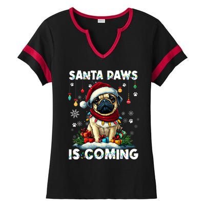 Pug Christmas Tree Lights Decorations Dog Lover Xmas Funny Gift Cute Gift Ladies Halftime Notch Neck Tee