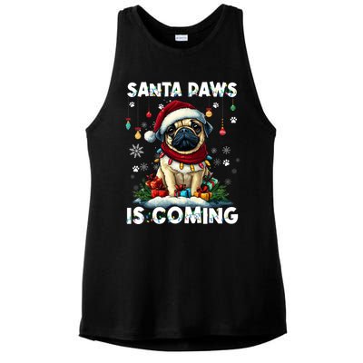 Pug Christmas Tree Lights Decorations Dog Lover Xmas Funny Gift Cute Gift Ladies PosiCharge Tri-Blend Wicking Tank