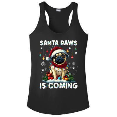 Pug Christmas Tree Lights Decorations Dog Lover Xmas Funny Gift Cute Gift Ladies PosiCharge Competitor Racerback Tank