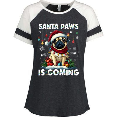 Pug Christmas Tree Lights Decorations Dog Lover Xmas Funny Gift Cute Gift Enza Ladies Jersey Colorblock Tee