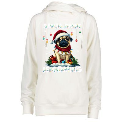 Pug Christmas Tree Lights Decorations Dog Lover Xmas Funny Gift Cute Gift Womens Funnel Neck Pullover Hood