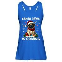 Pug Christmas Tree Lights Decorations Dog Lover Xmas Funny Gift Cute Gift Ladies Essential Flowy Tank