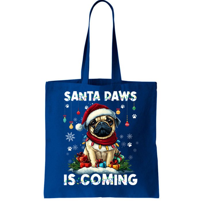 Pug Christmas Tree Lights Decorations Dog Lover Xmas Funny Gift Cute Gift Tote Bag