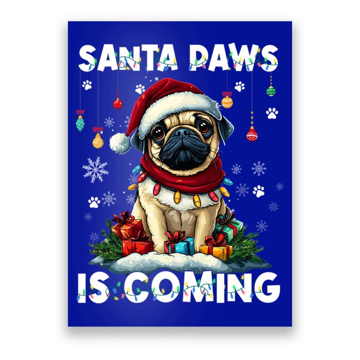 Pug Christmas Tree Lights Decorations Dog Lover Xmas Funny Gift Cute Gift Poster