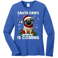 Pug Christmas Tree Lights Decorations Dog Lover Xmas Funny Gift Cute Gift Ladies Long Sleeve Shirt