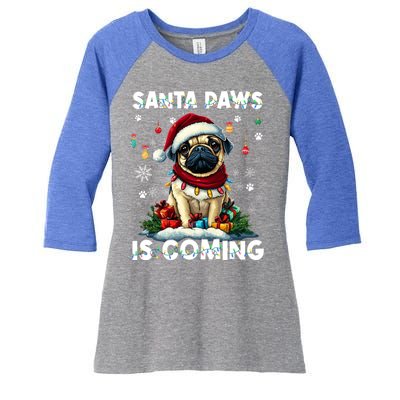 Pug Christmas Tree Lights Decorations Dog Lover Xmas Funny Gift Cute Gift Women's Tri-Blend 3/4-Sleeve Raglan Shirt