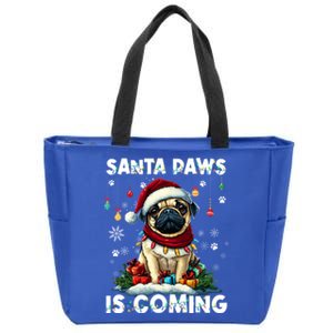 Pug Christmas Tree Lights Decorations Dog Lover Xmas Funny Gift Cute Gift Zip Tote Bag