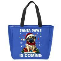 Pug Christmas Tree Lights Decorations Dog Lover Xmas Funny Gift Cute Gift Zip Tote Bag