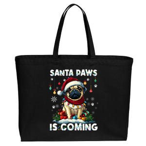 Pug Christmas Tree Lights Decorations Dog Lover Xmas Funny Gift Cute Gift Cotton Canvas Jumbo Tote